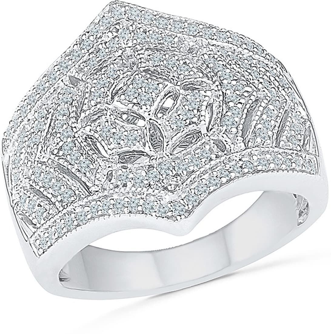 Radiant Bay Royal Night out Sterling Silver Diamond Ring