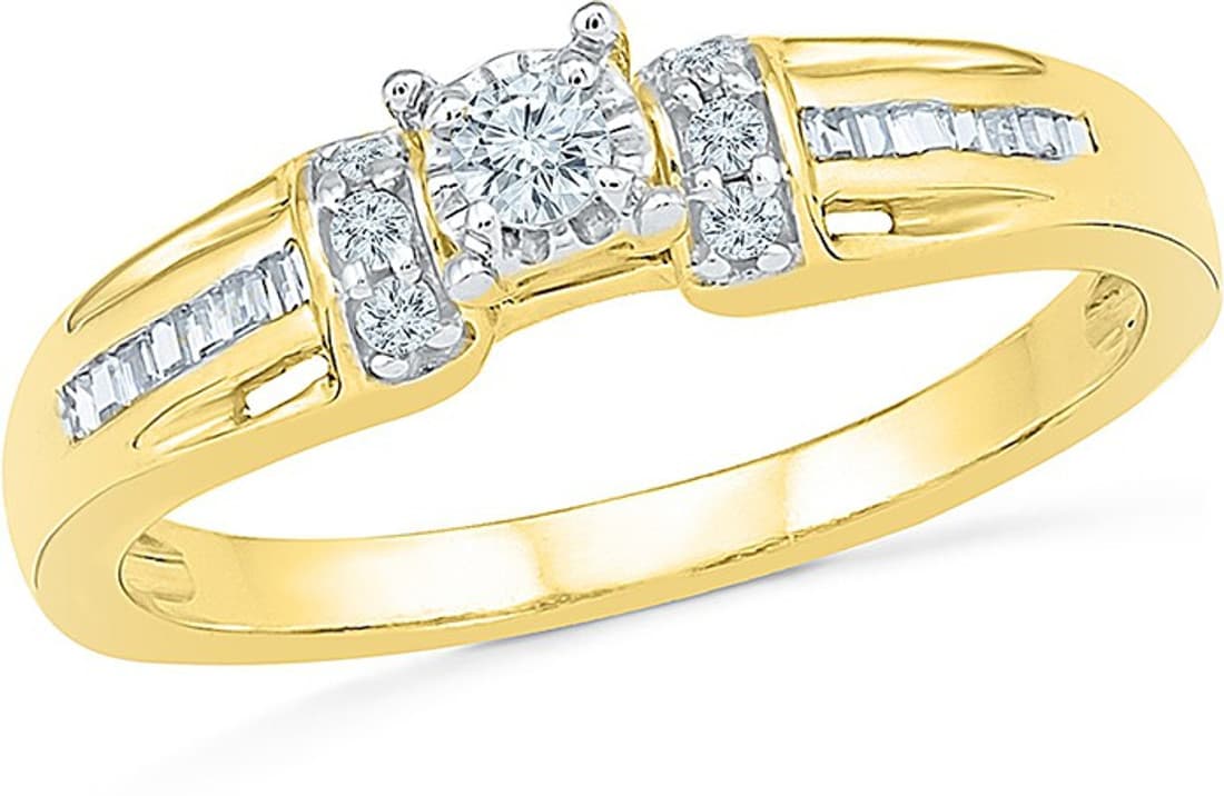 Radiant Bay Classic Frame Solitaire Yellow Gold Diamond 14 K Ring