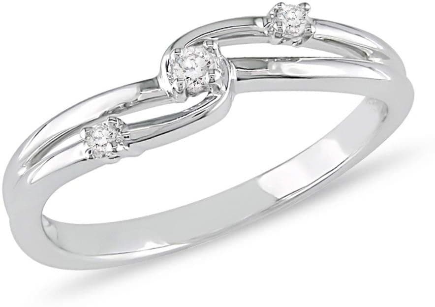 Kiara Jewellery Sterling Silver Cubic Zirconia Rhodium Ring