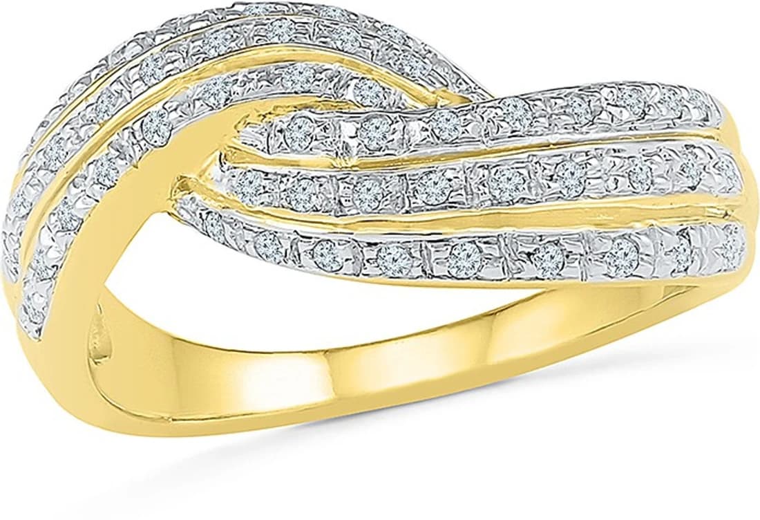 Radiant Bay Brilliant Knot Yellow Gold Diamond 14 K Ring