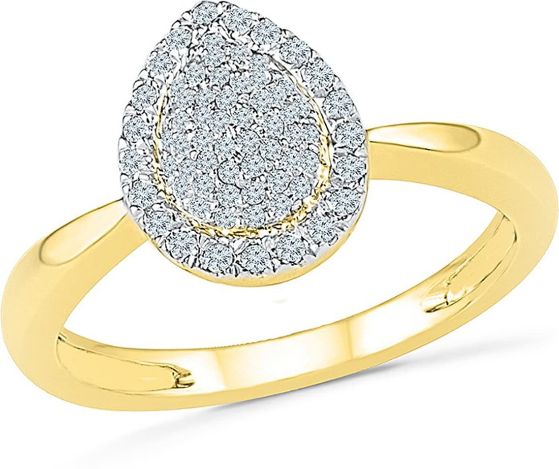 Radiant Bay Pear Flair Yellow Gold Diamond 14 K Ring