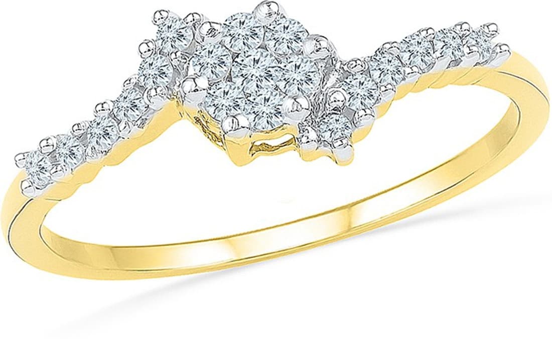 Radiant Bay Floral Flakes Yellow Gold Diamond 18 K Ring