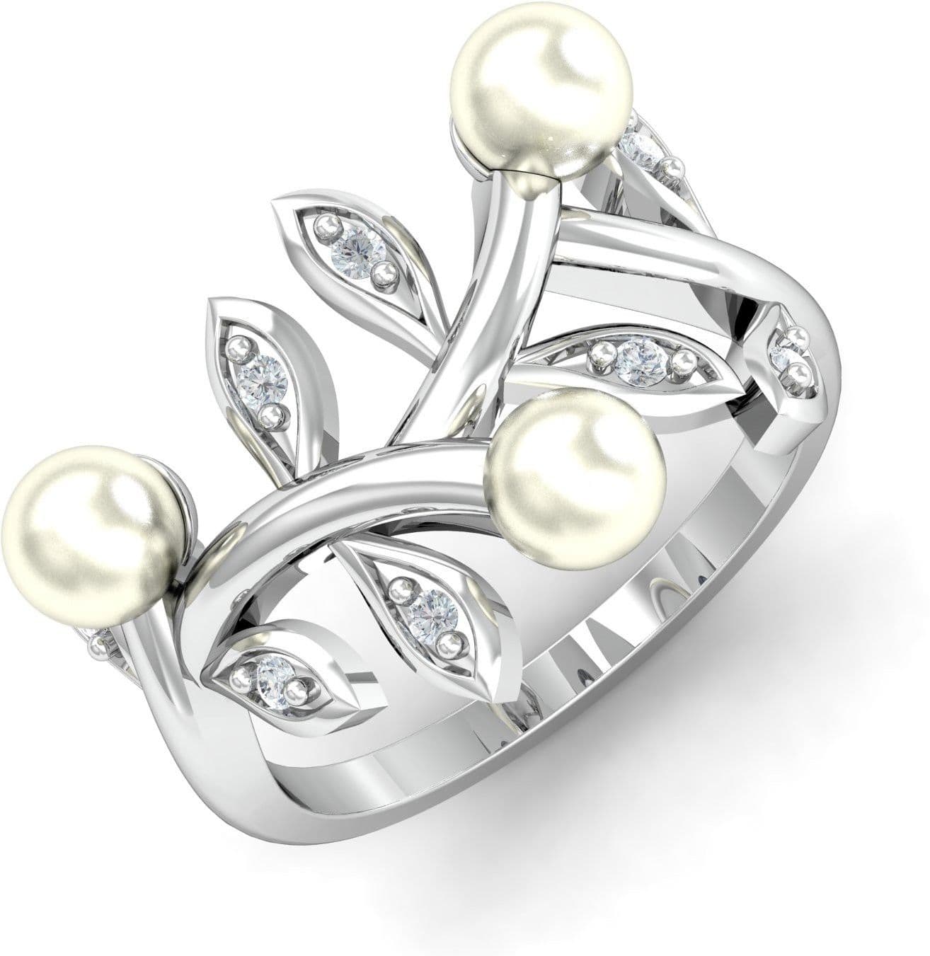 KuberBox Sortilège Pearl Gold Diamond, Pearl 14K White Gold 14 K Ring