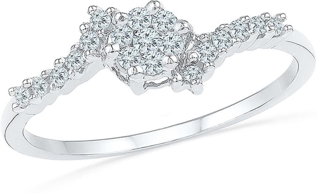 Radiant Bay Floral Flakes White Gold Diamond 18 K Ring