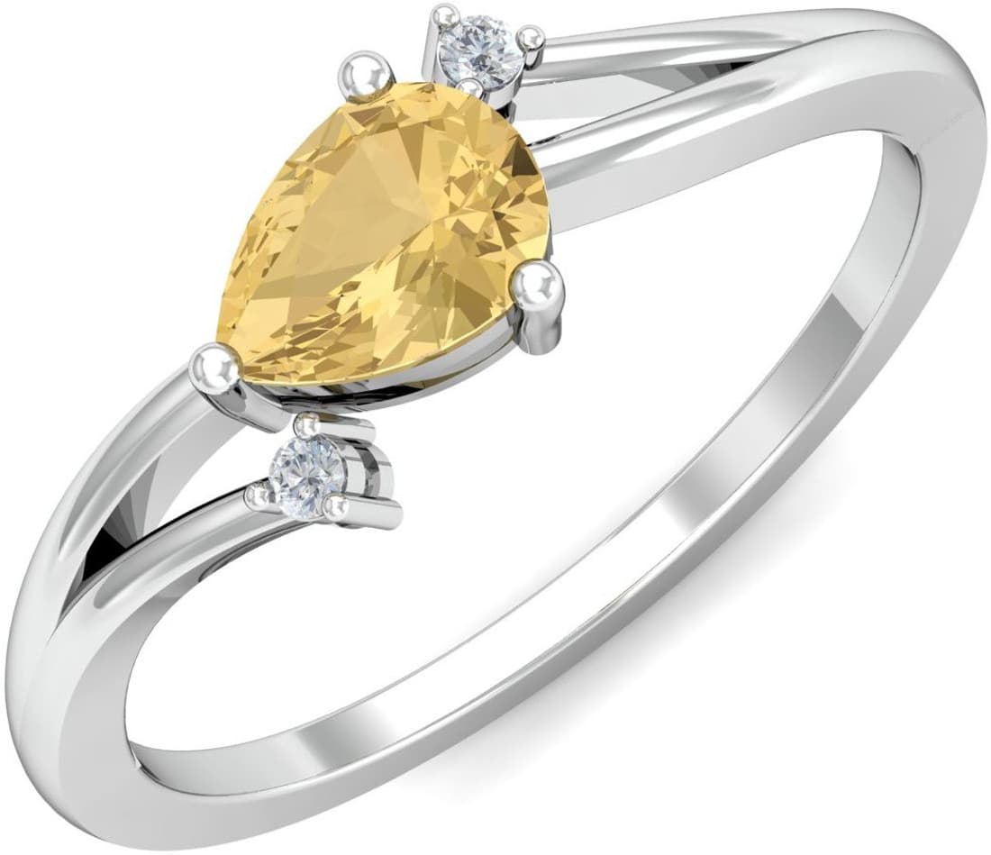 KuberBox Ravishing Ring White Gold Diamond, Topaz 14K White Gold 14 K Ring