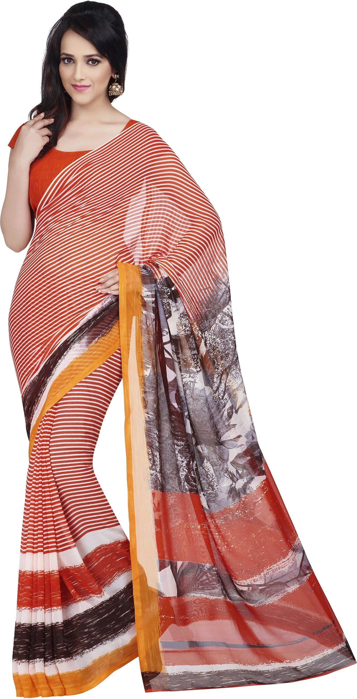 Shonaya Self Design, Printed Fashion Synthetic Georgette Sari
