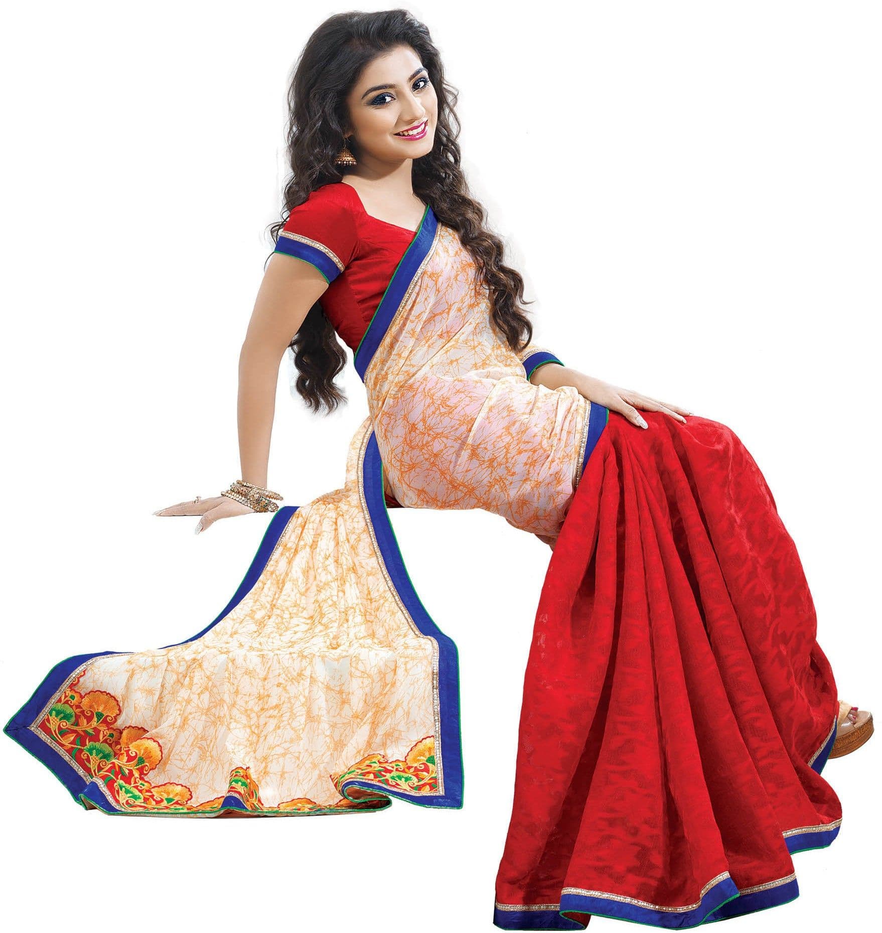 Indianbeauty Self Design, Printed Fashion Georgette Sari