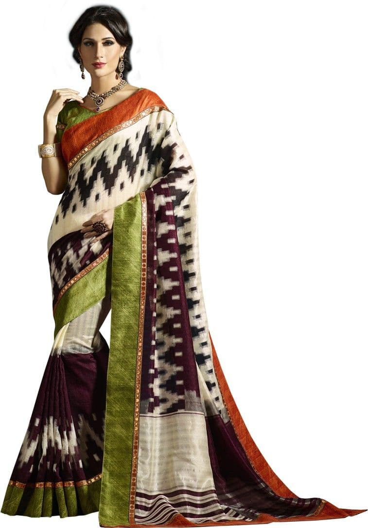 Vipul Saree Printed Bhagalpuri Raw Silk Sari