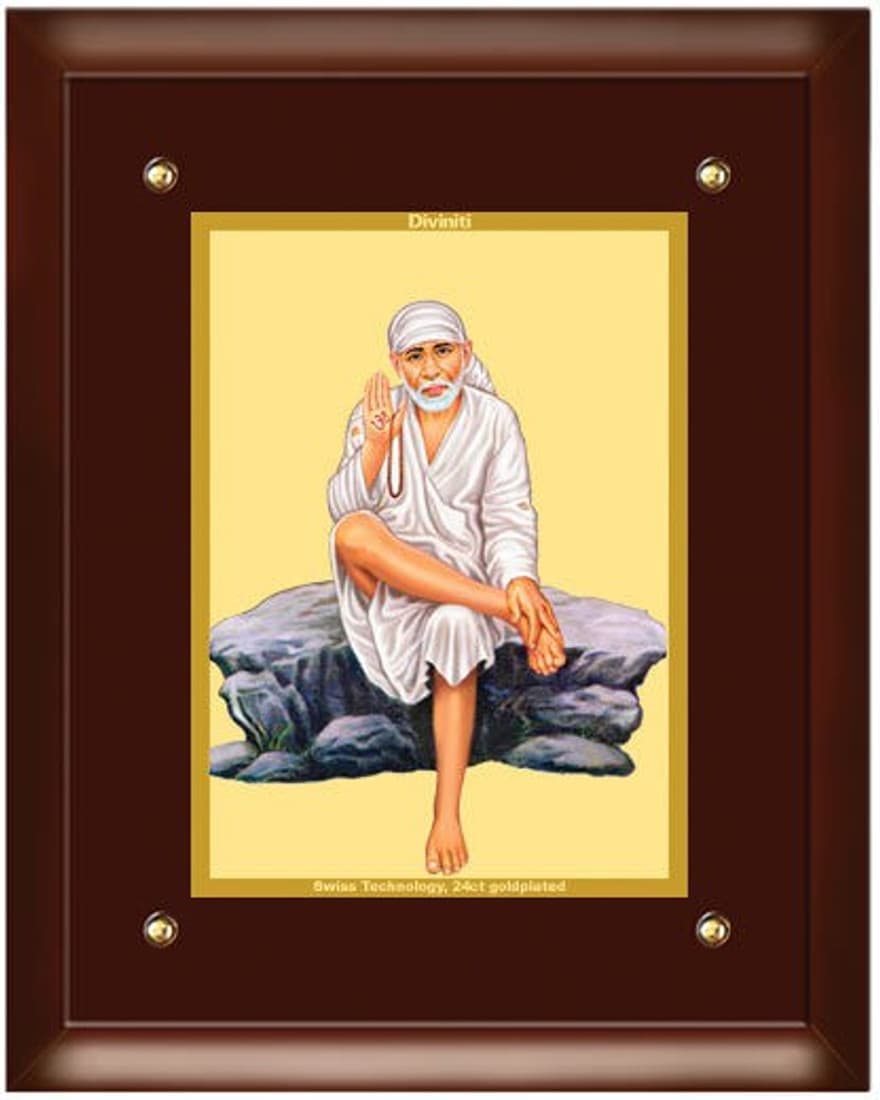 Diviniti MDF Color Religious Wall Hanging Size 4 Sai Baba Showpiece - 36.4 cm