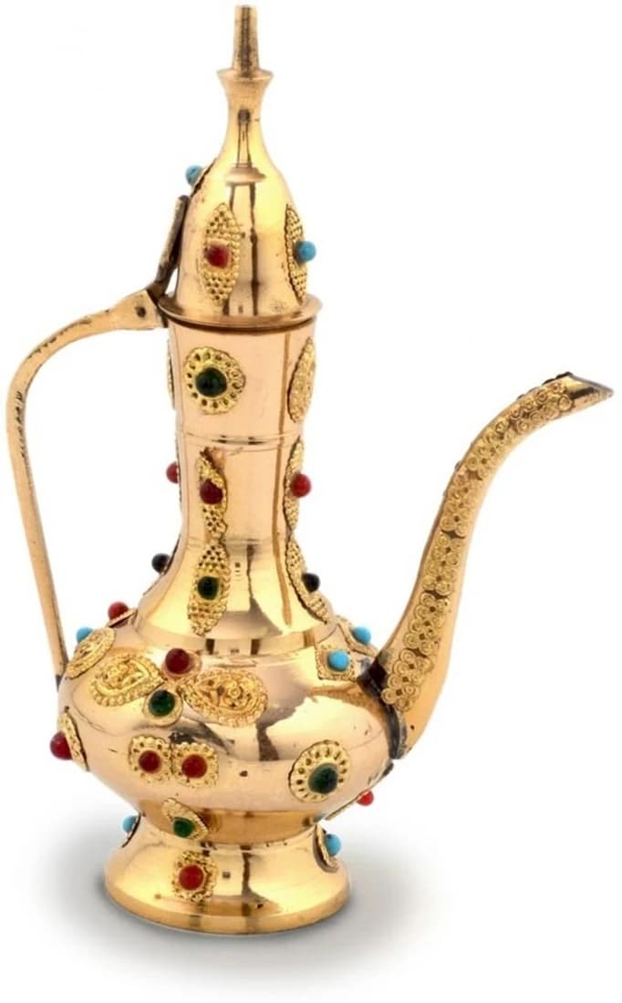 Infinity India Antique Gemstone Brass Surahi Handicraft Gift -1001 Showpiece - 10 cm