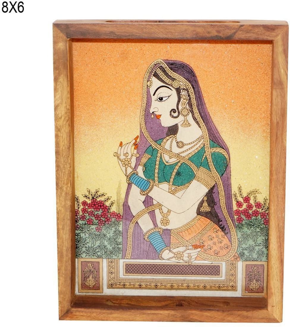 Total Furnishing Jaipuri Handmade Painted Tray Showpiece - 6 cm