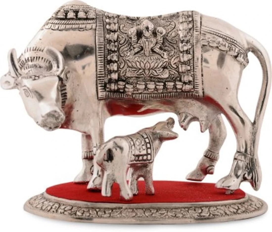 Monil Cow With Calf Showpiece - 10.2 cm