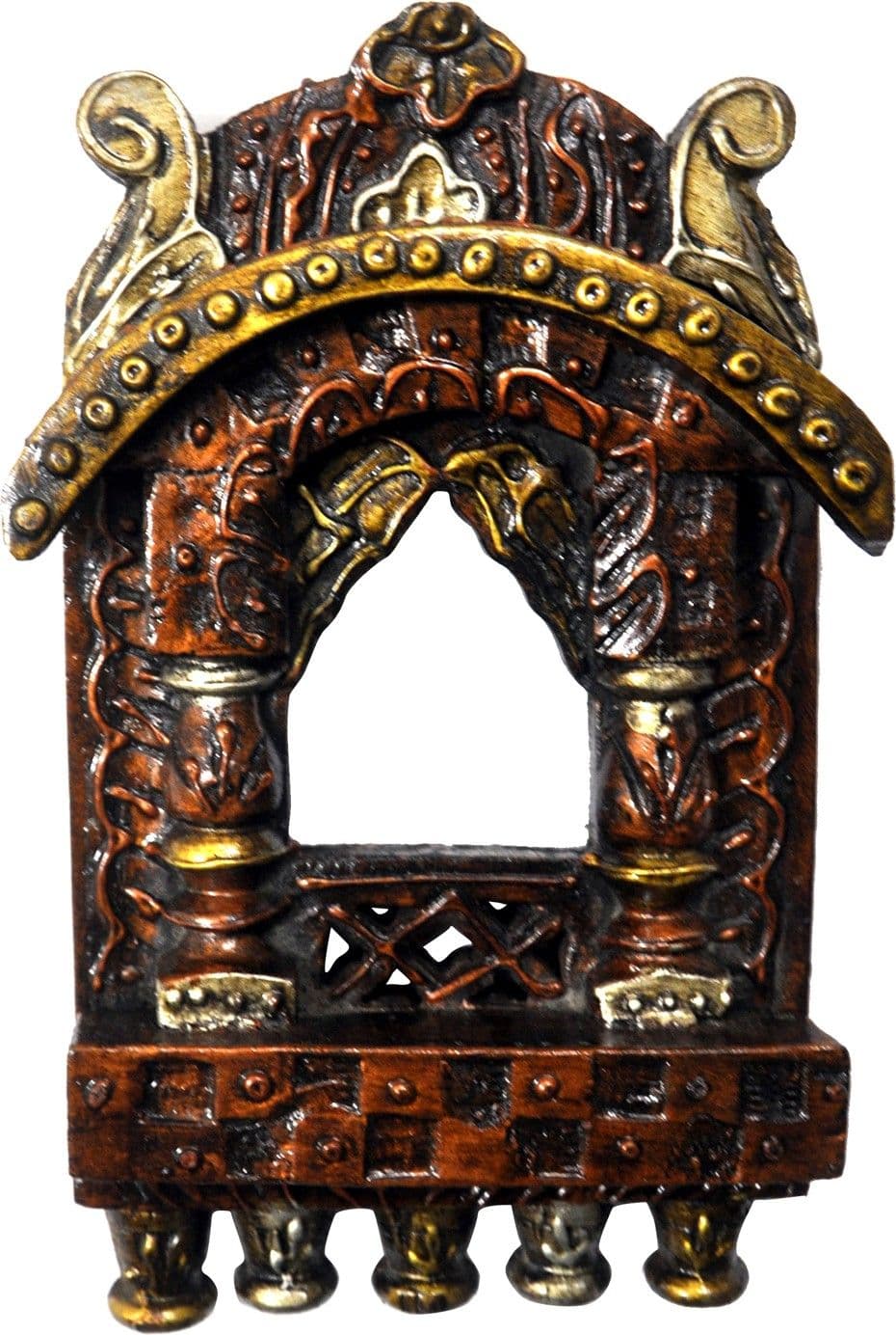 Lal Haveli Traditional Handmade Decorative Wood Jharoka Showpiece - 25.4 cm