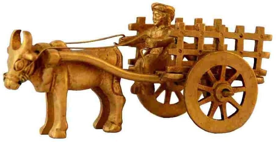 Villcart Brass Bail Gadi Showpiece - 5.5 cm