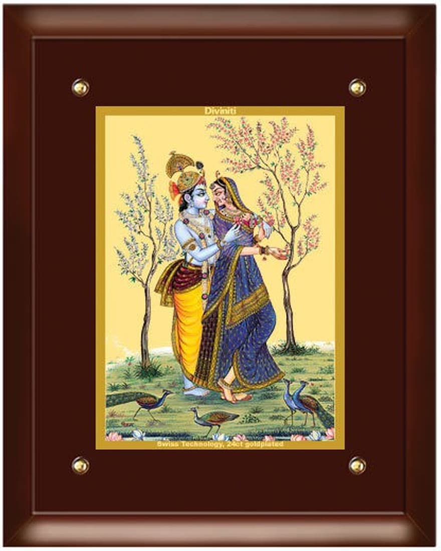 Diviniti MDF Color Religious Wall Hanging Size 4 Radha Krishna Showpiece - 36.4 cm