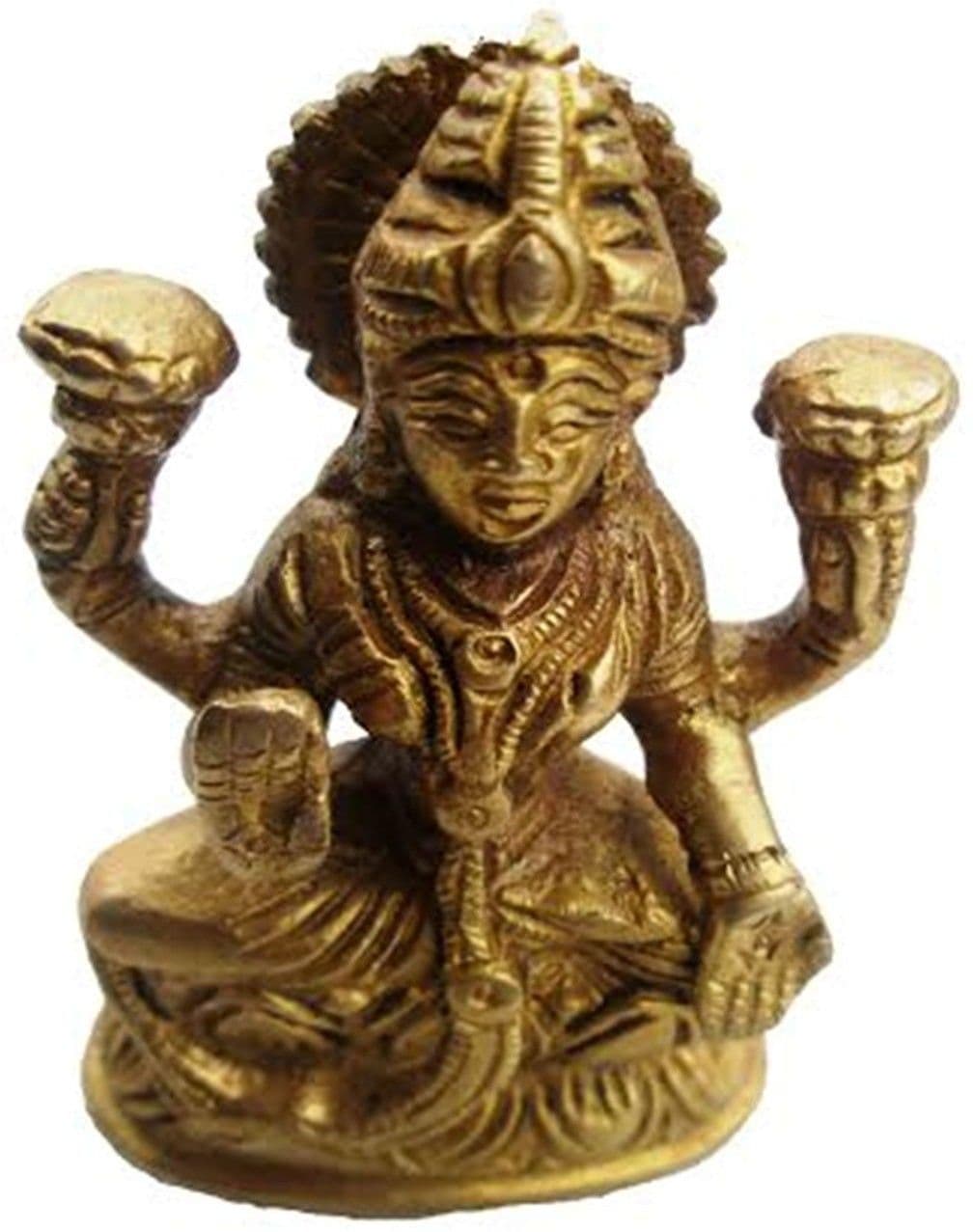 AsiaCraft Goddess of Wealth Laxmi Brass Statue Showpiece - 7.62 cm