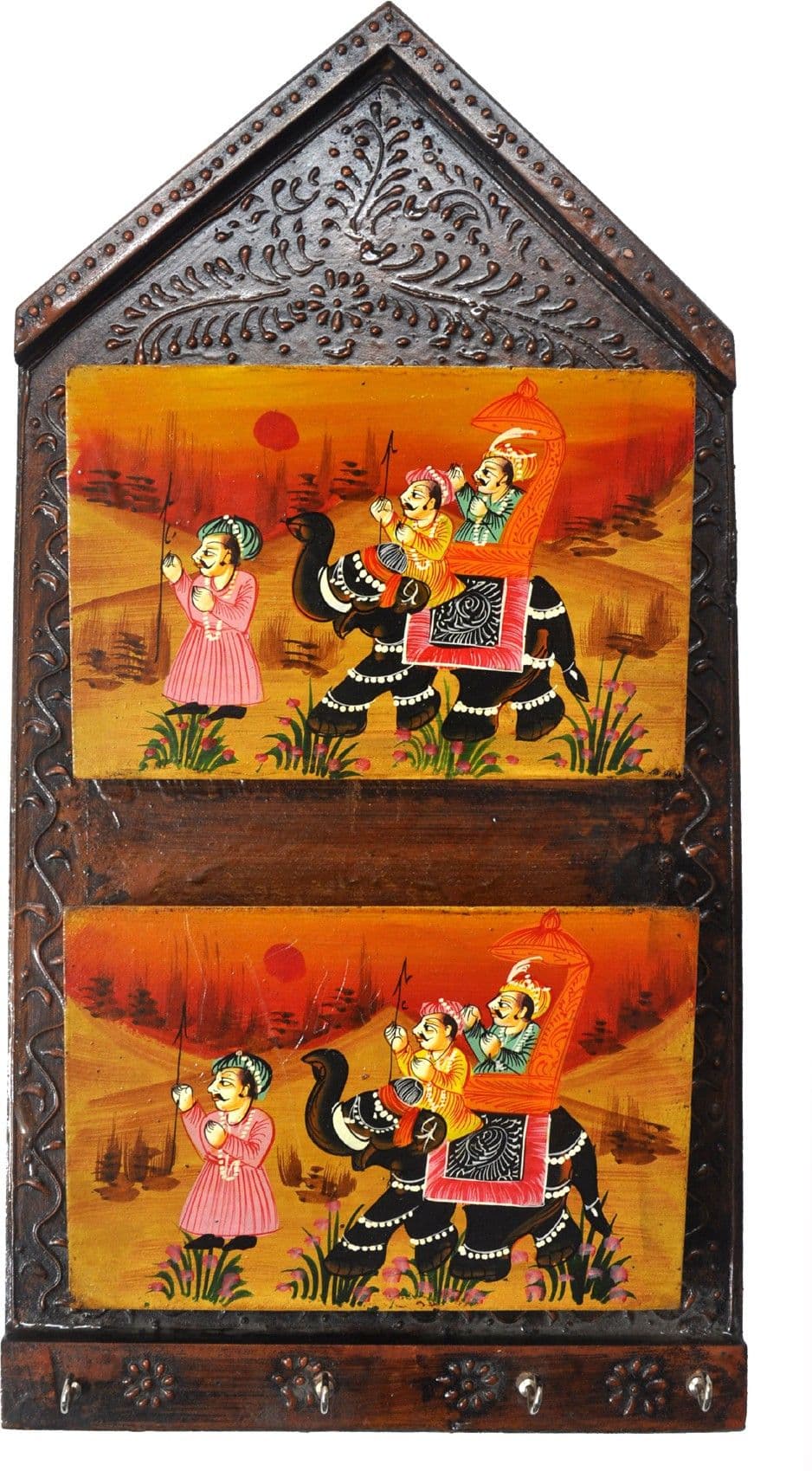 Lal Haveli Rajasthani Beautiful Wall Hanging Letter Box With Key Hanger Showpiece - 47 cm