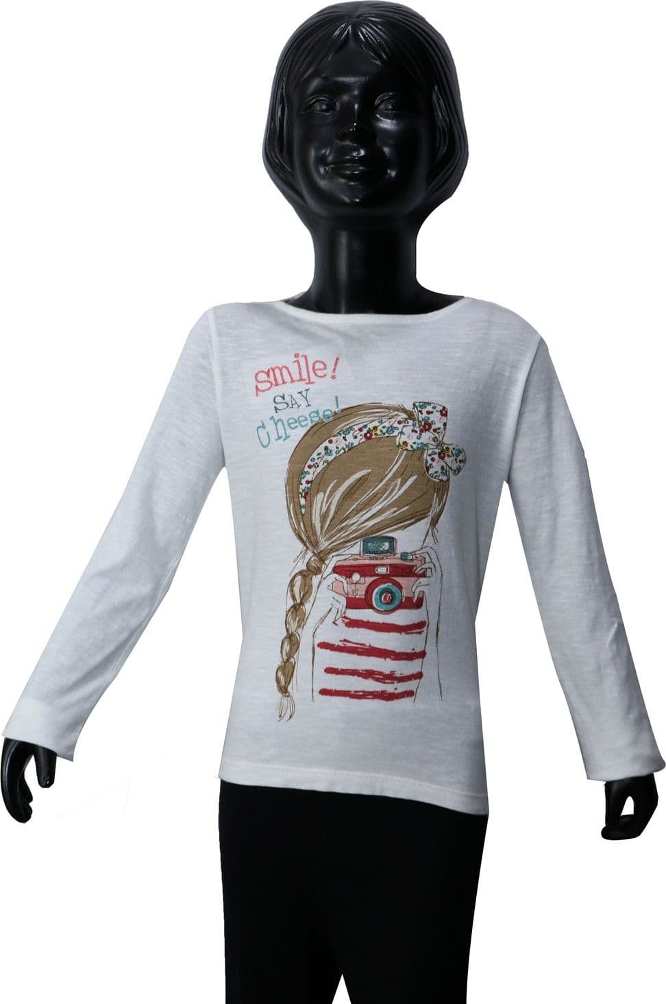 Starsy Printed Girl's Round Neck White T-Shirt