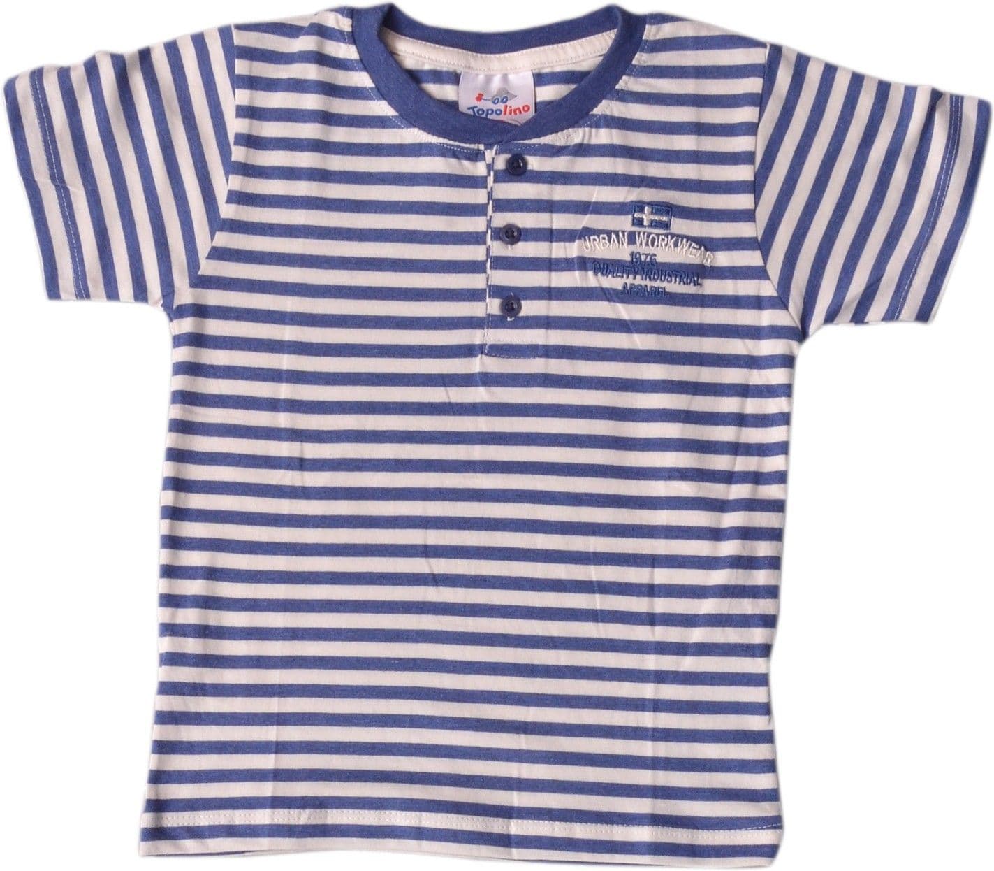 topolino Striped Boy's Round Neck Blue T-Shirt