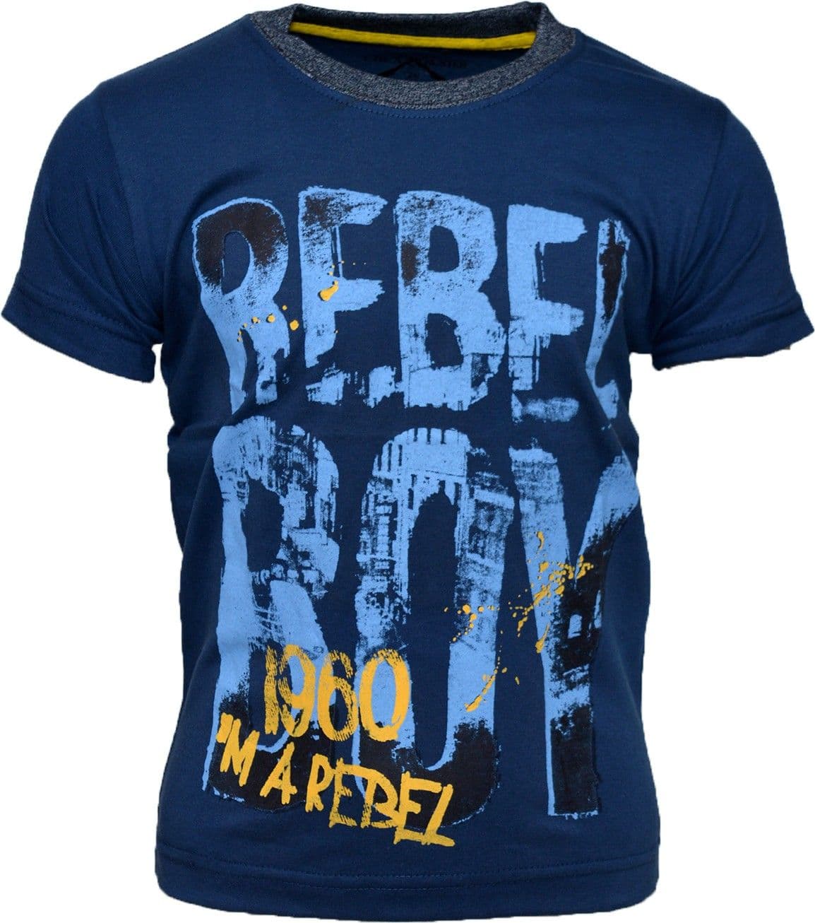 Crux&Hunter Printed Boy's Round Neck Blue T-Shirt