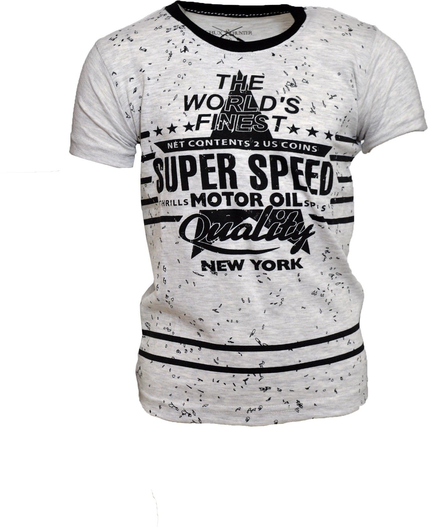 Crux&Hunter Printed Boy's Round Neck Grey T-Shirt