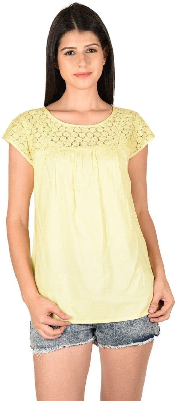 French Creations Casual Short Sleeve Solid Women's Top