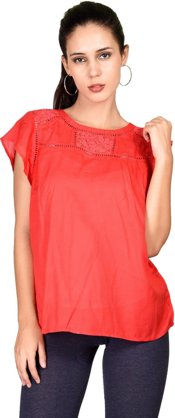 CurVy Q Casual Butterfly Sleeve Solid Women's Top