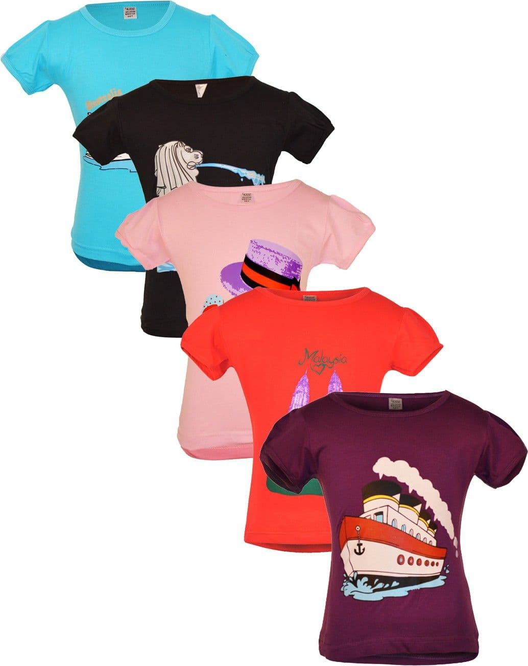 Gkidz Casual Short Sleeve Printed Girl's Top