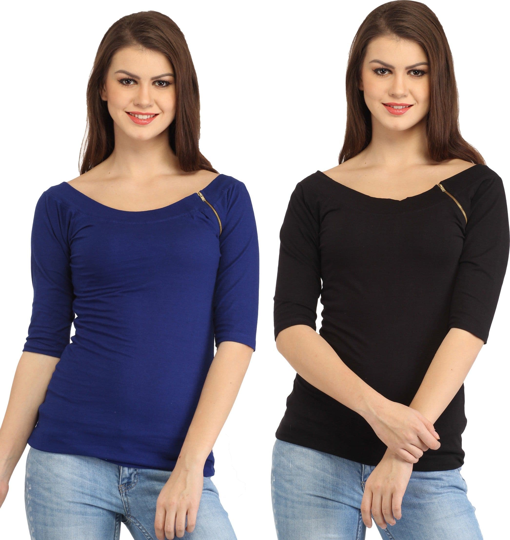 Cation Casual 3/4 Sleeve Solid Women's Top