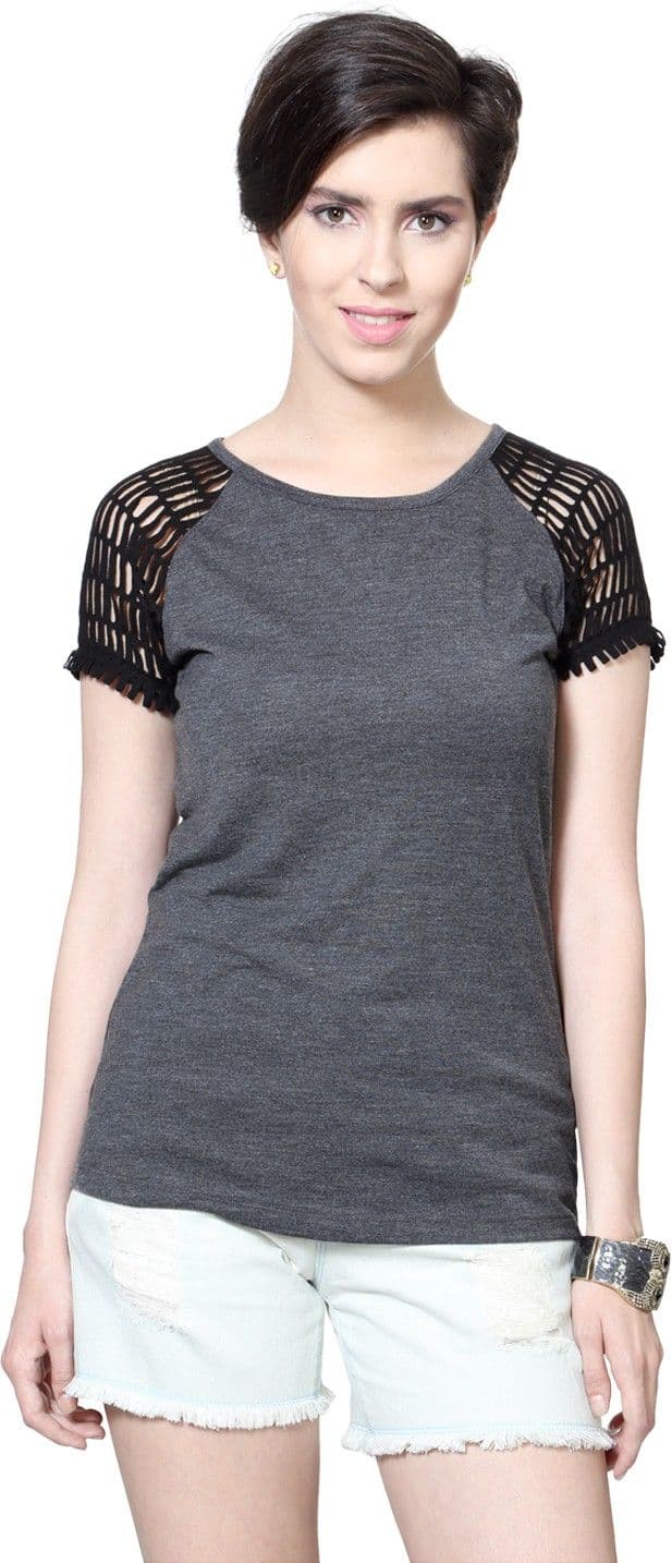 Izabel London by Pantaloons Casual Short Sleeve Solid Women's Top