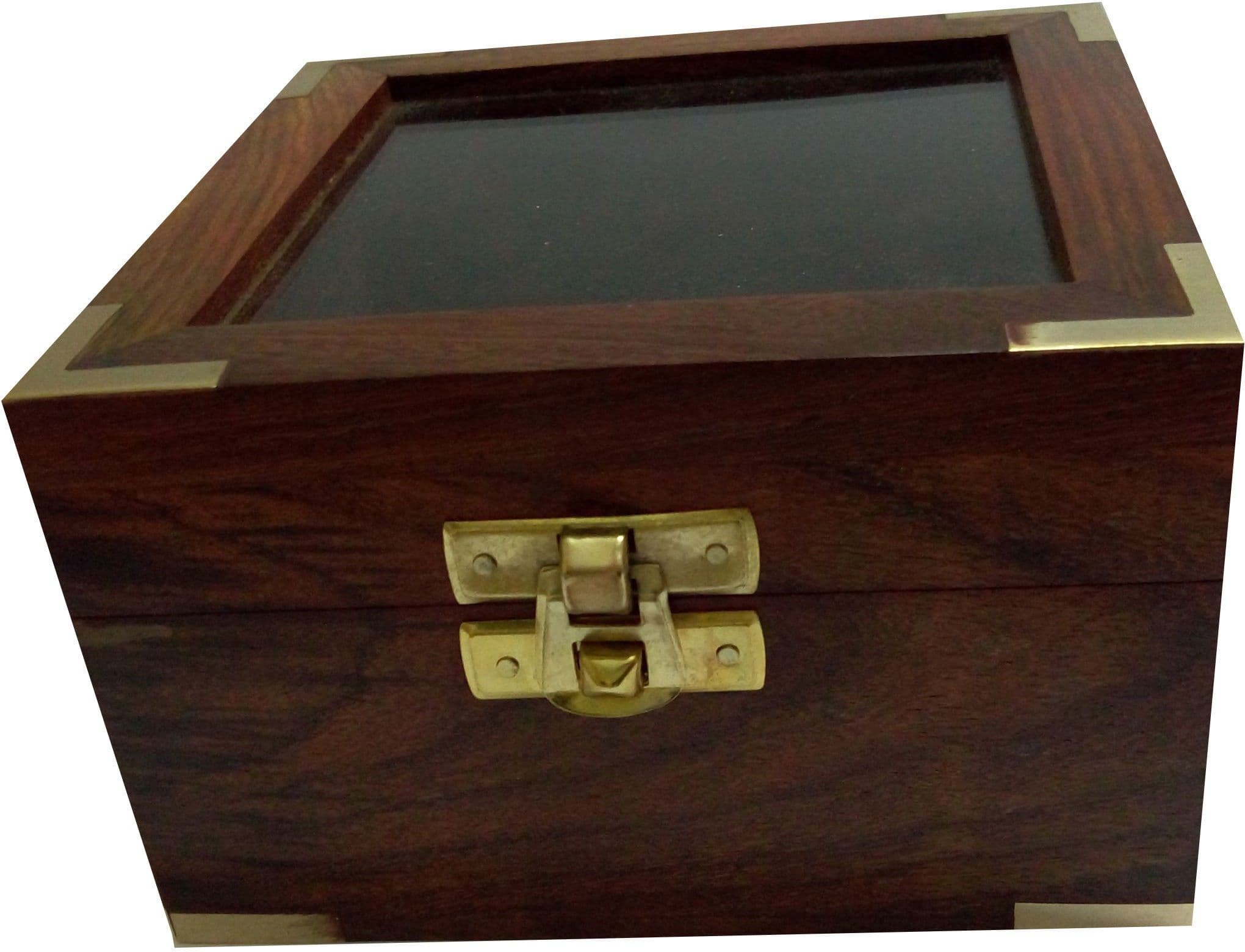 Kartique Hand Made Box in smooth Finish with Glass Lid Jewellery Box Vanity Jewellery