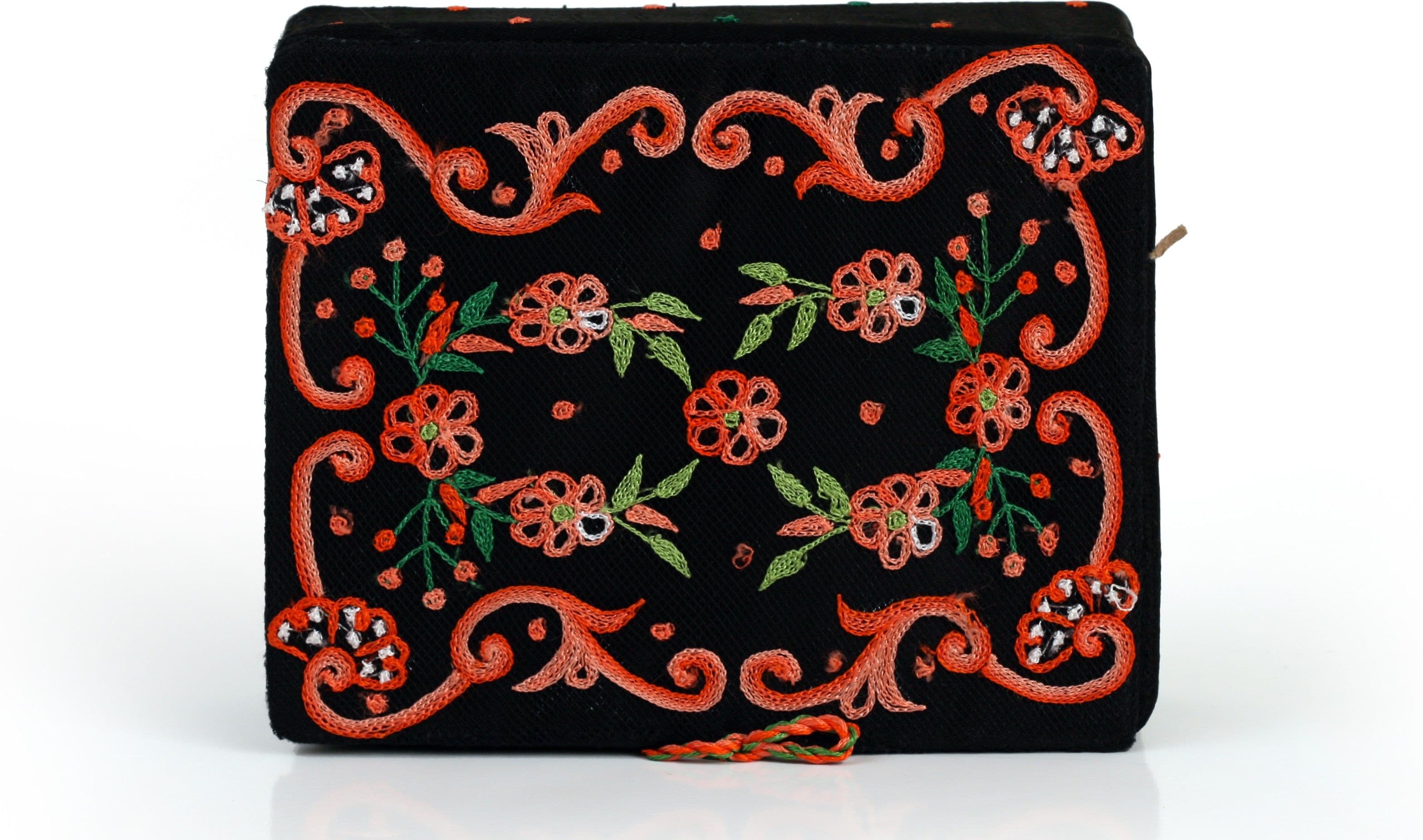 Soulful Threads Red Thread Aari Embroidered Black Net Clips Vanity Multi Purpose