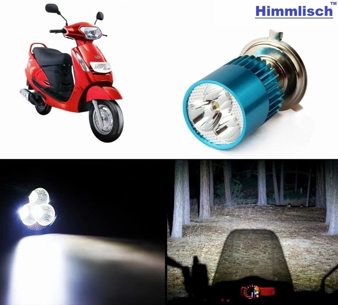 HIMMLISCH STMPL17610 Scooter H4 3Bright Light Bulb White-Mahindra Duro DZ Motorbike LED Bulb