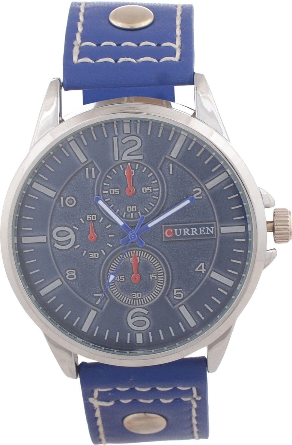 Curren Nx Blue Dial Stiched Strap Analog Watch - For Men, Boys