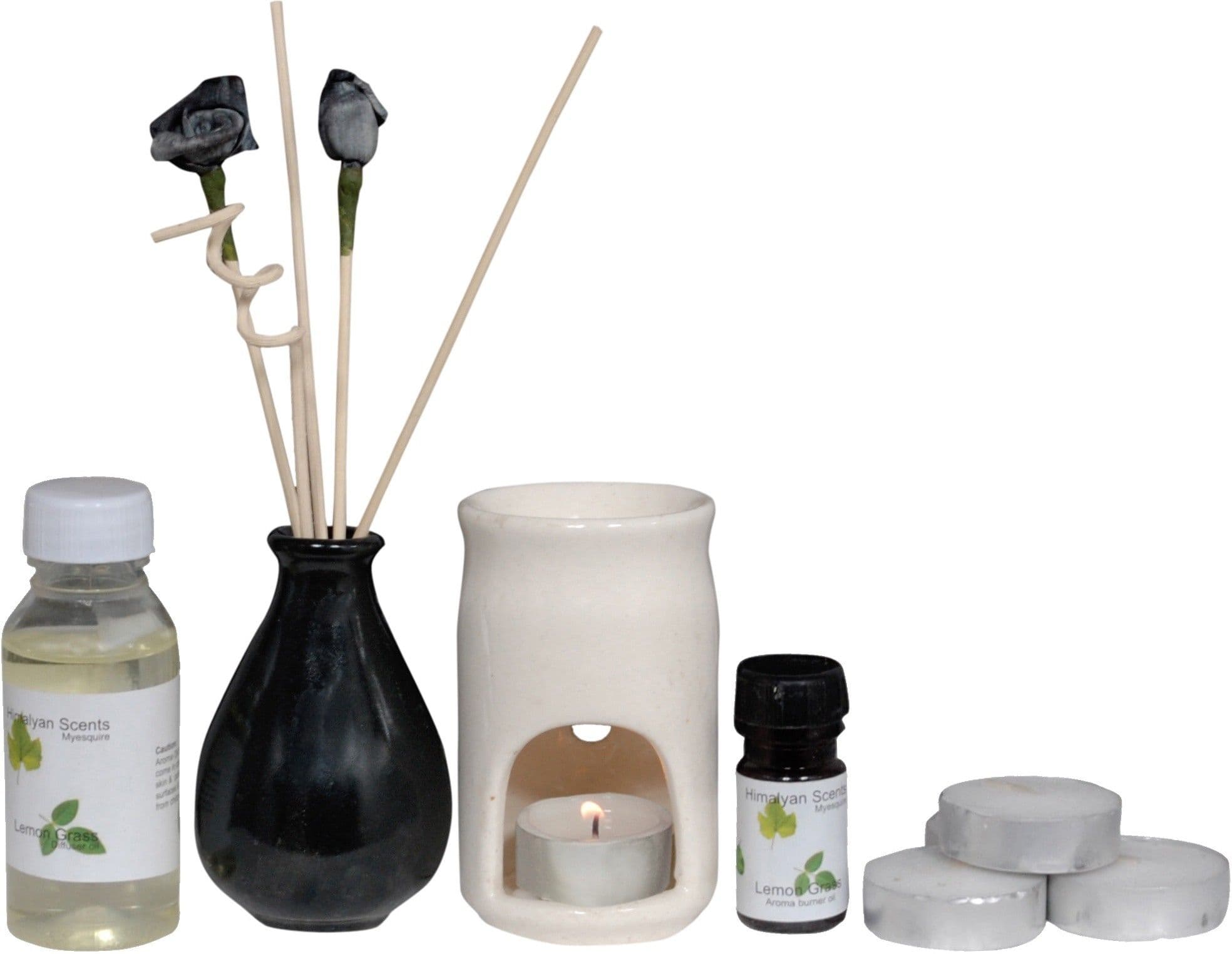 Myesquire Black and White Aroma Burner Combo Lemongrass Liquid Air Freshener