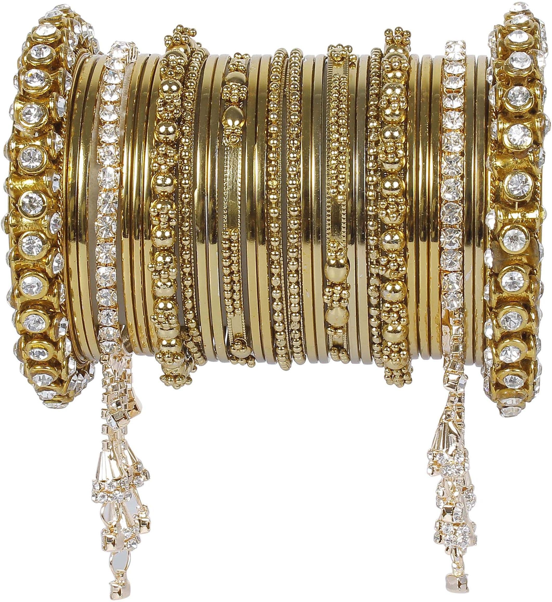 Muchmore Alloy Crystal 18K Yellow Gold Bangle