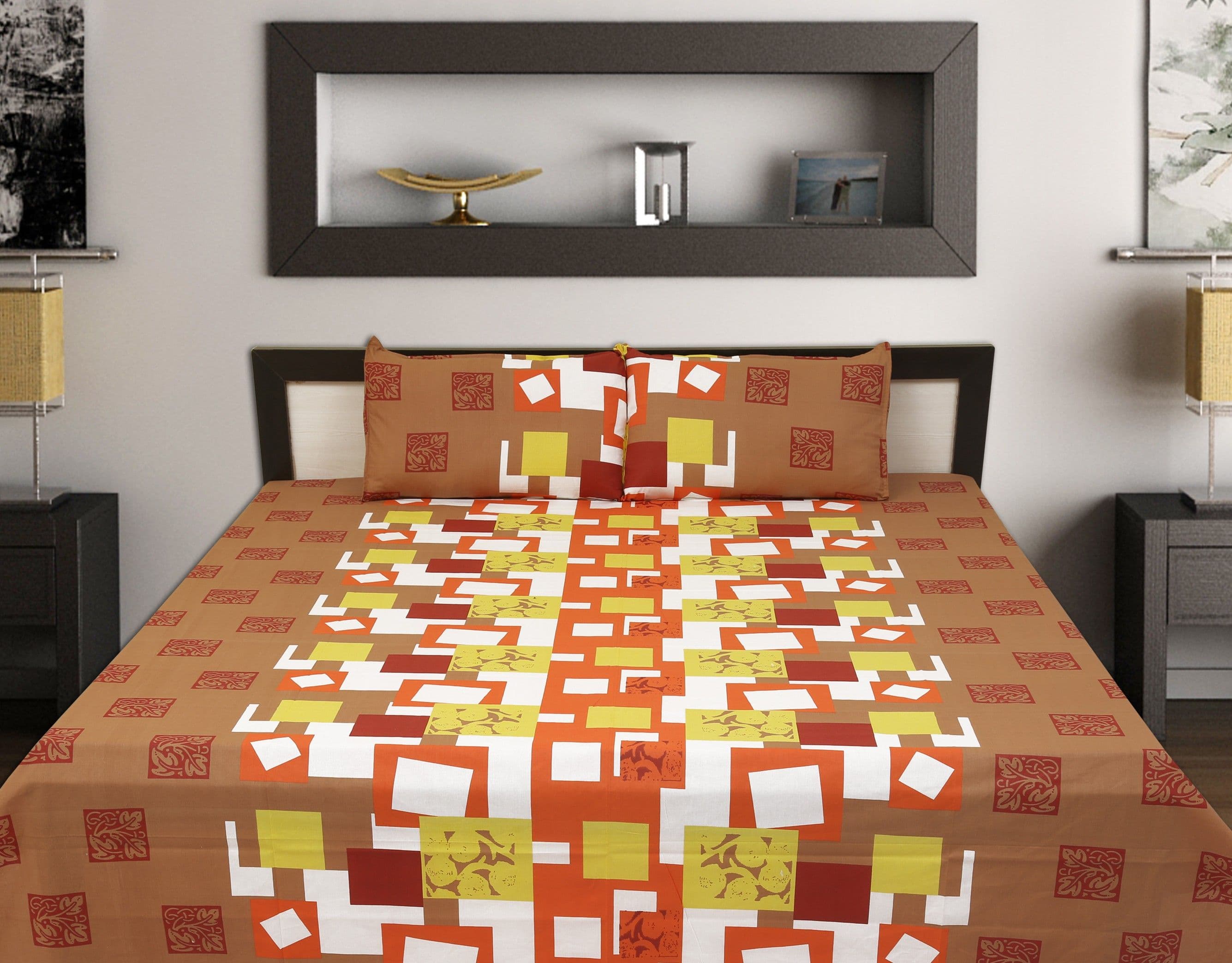 Good Night Cotton Floral King sized Double Bedsheet