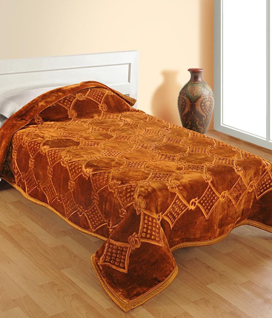 Cloth Fusion Plain Single Blanket Camel