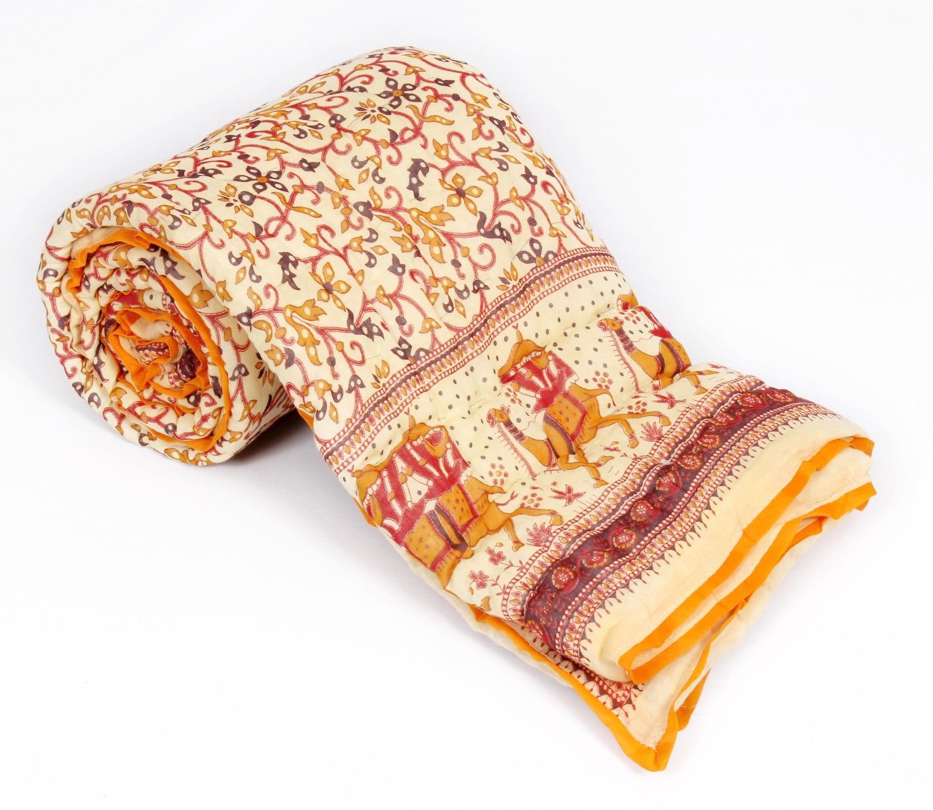 Rama Floral Single Quilts & Comforters Yellow