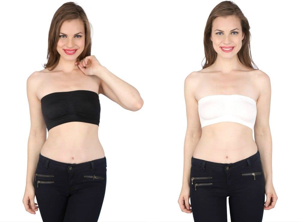 Zeroradius White and Black Strapless Women's Tube Bra