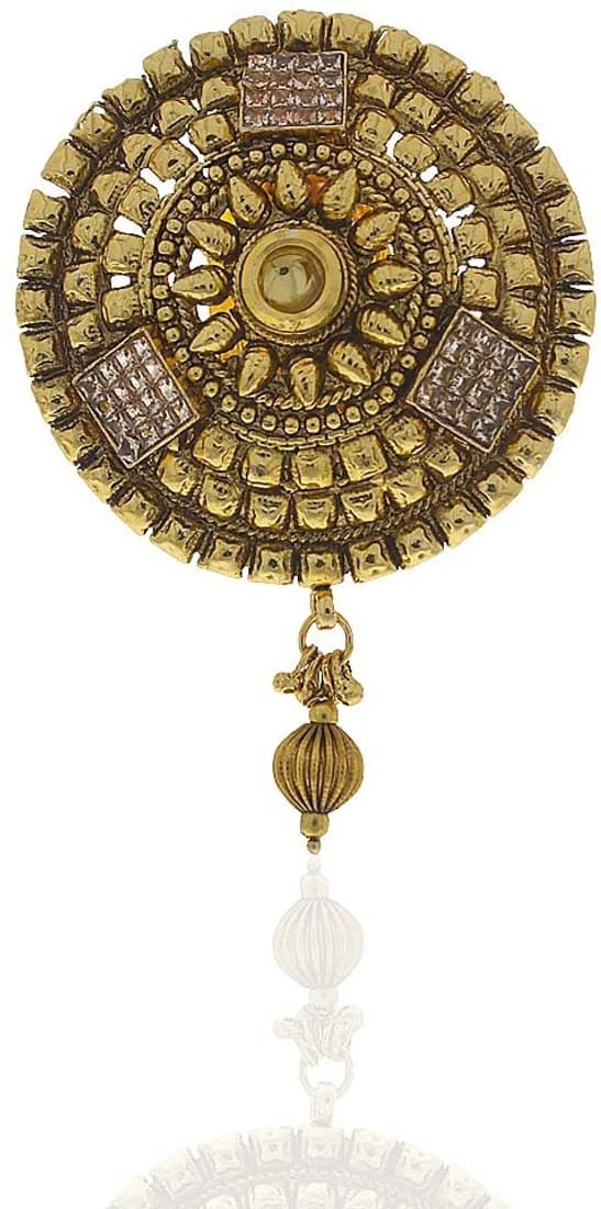 Anuradha Art Antique Golden Polished Brooch