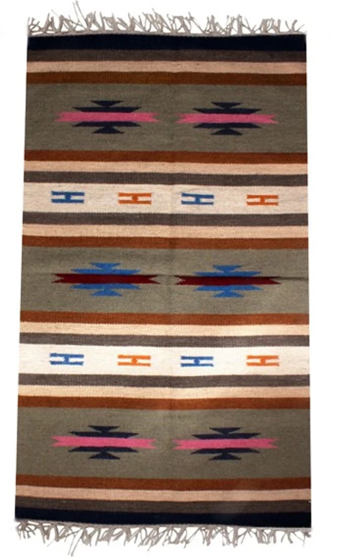 Purpledip Multicolor Cotton Wool Blend Dhurrie