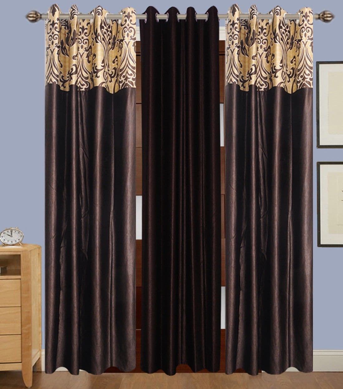 HomeeHub Polyester Multicolor Self Design Eyelet Door Curtain