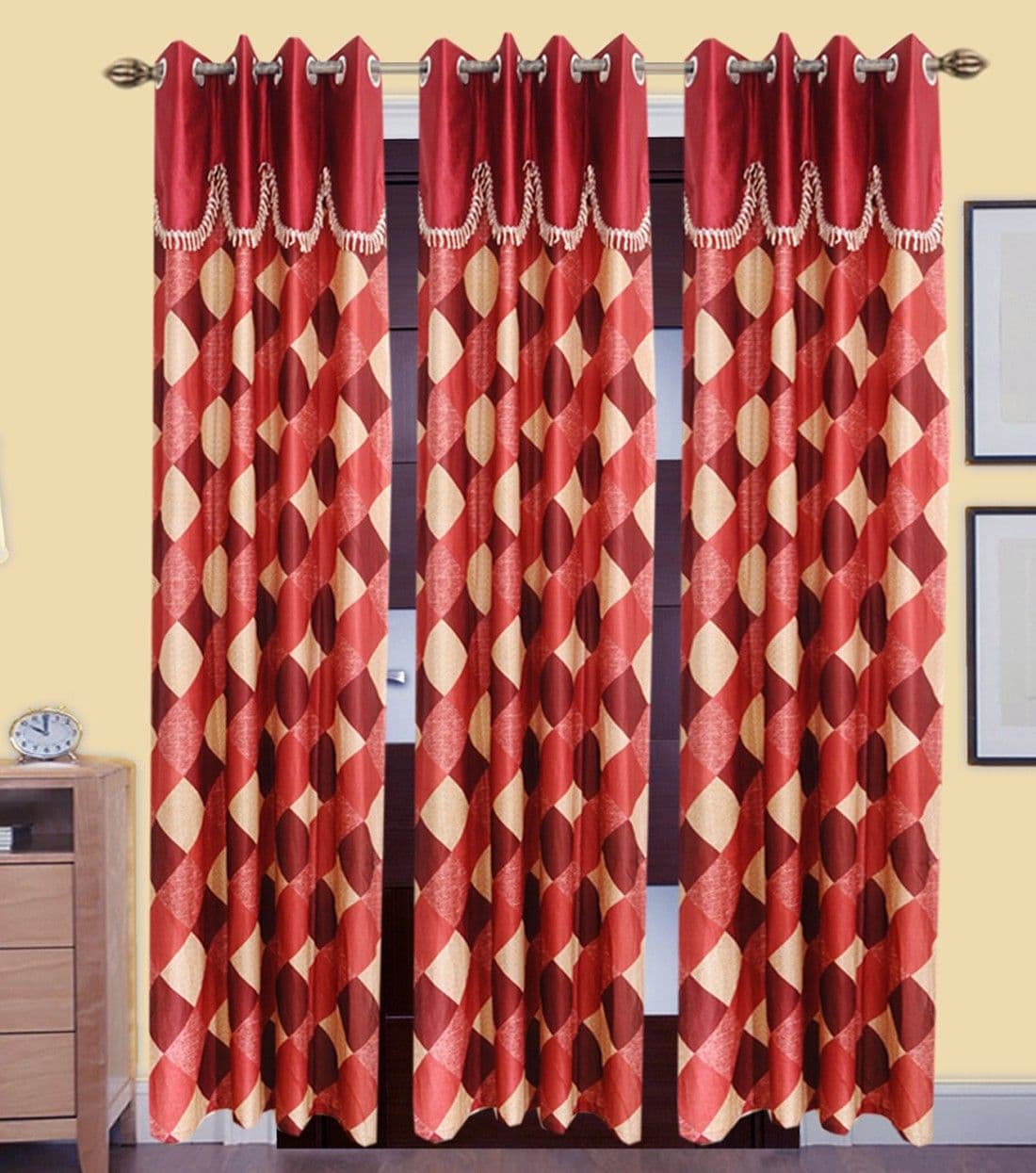 HomeeHub Polyester Multicolor Self Design Eyelet Door Curtain