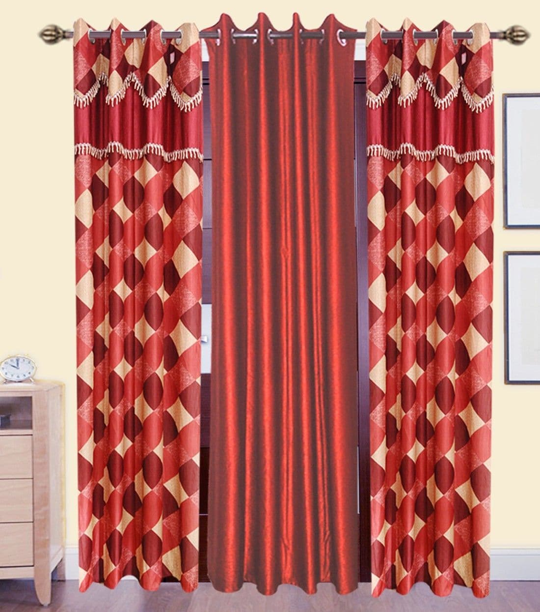 HomeeHub Polyester Multicolor Self Design Eyelet Door Curtain