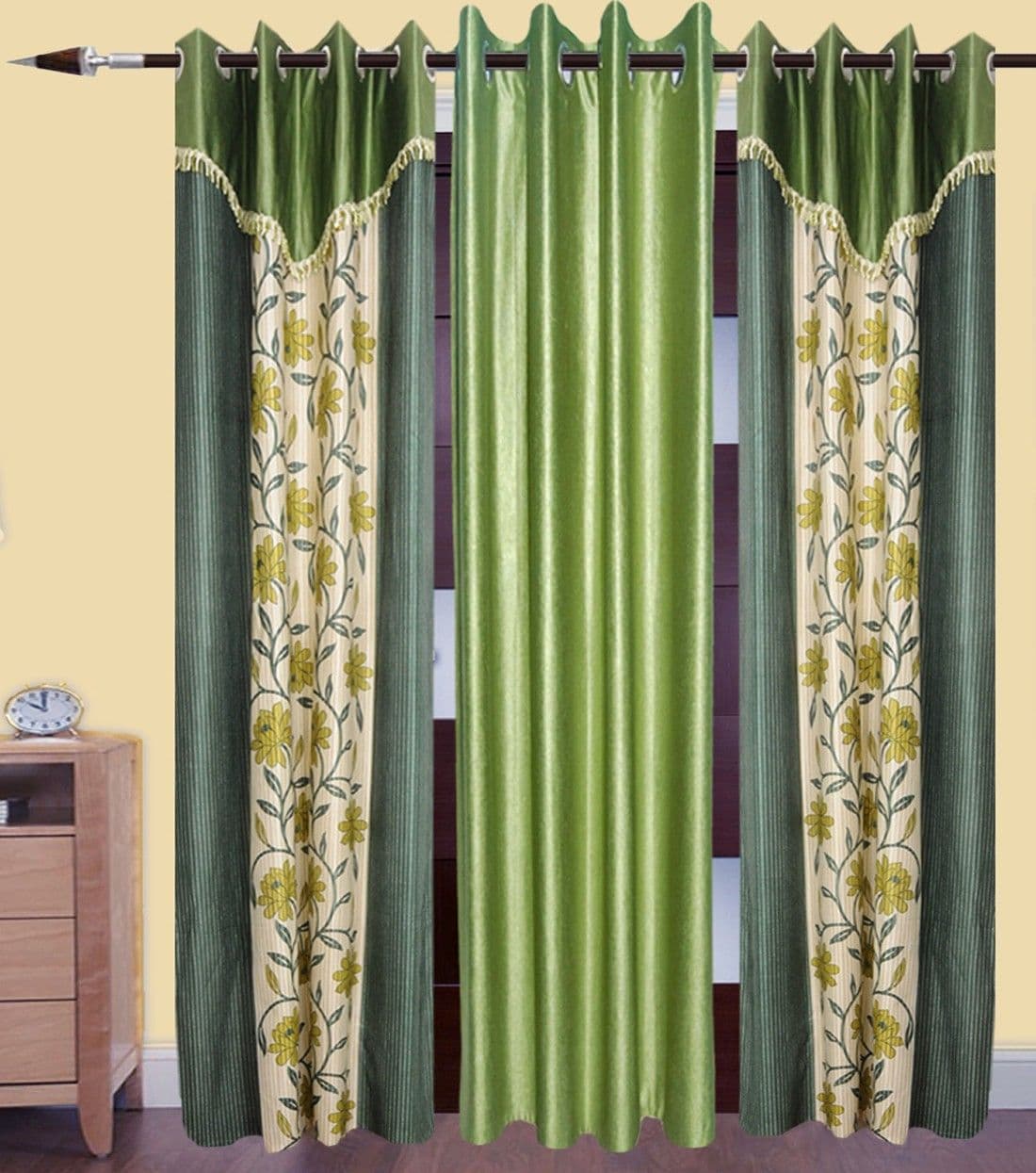 HomeeHub Polyester Multicolor Self Design Eyelet Door Curtain