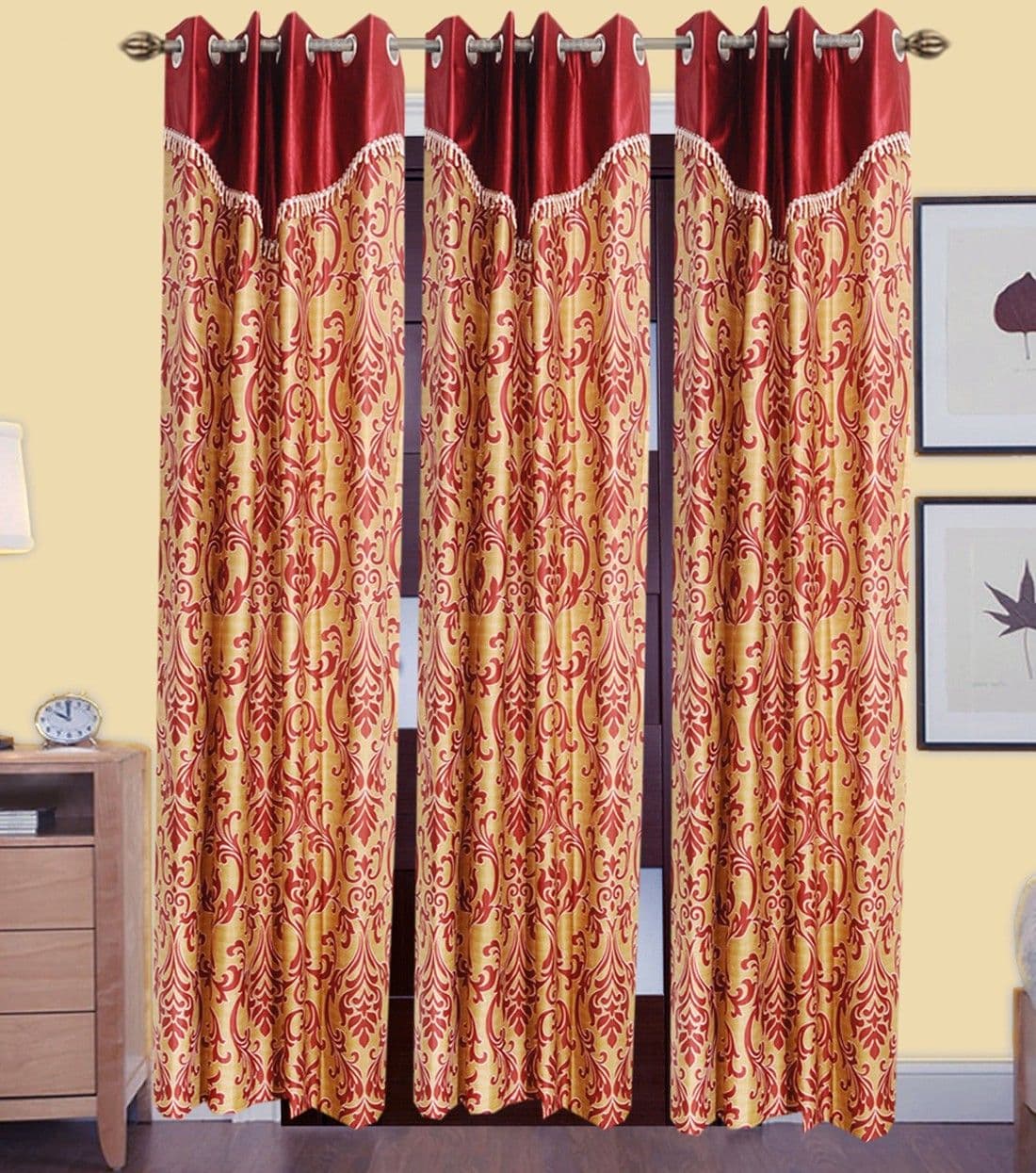 HomeeHub Polyester Multicolor Self Design Eyelet Door Curtain
