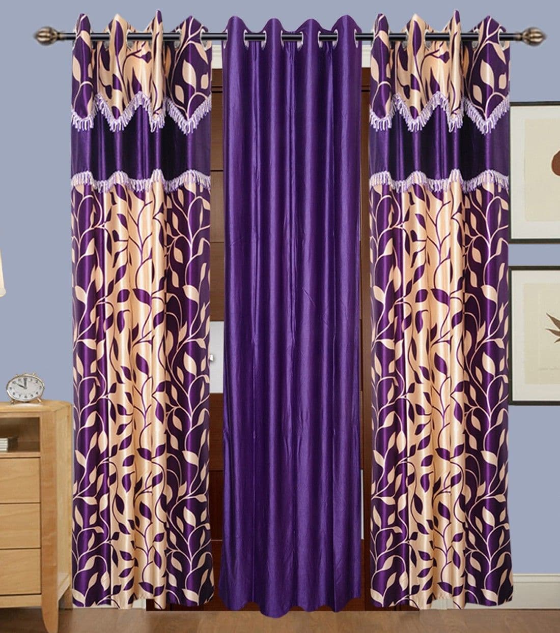 HomeeHub Polyester Multicolor Self Design Eyelet Door Curtain