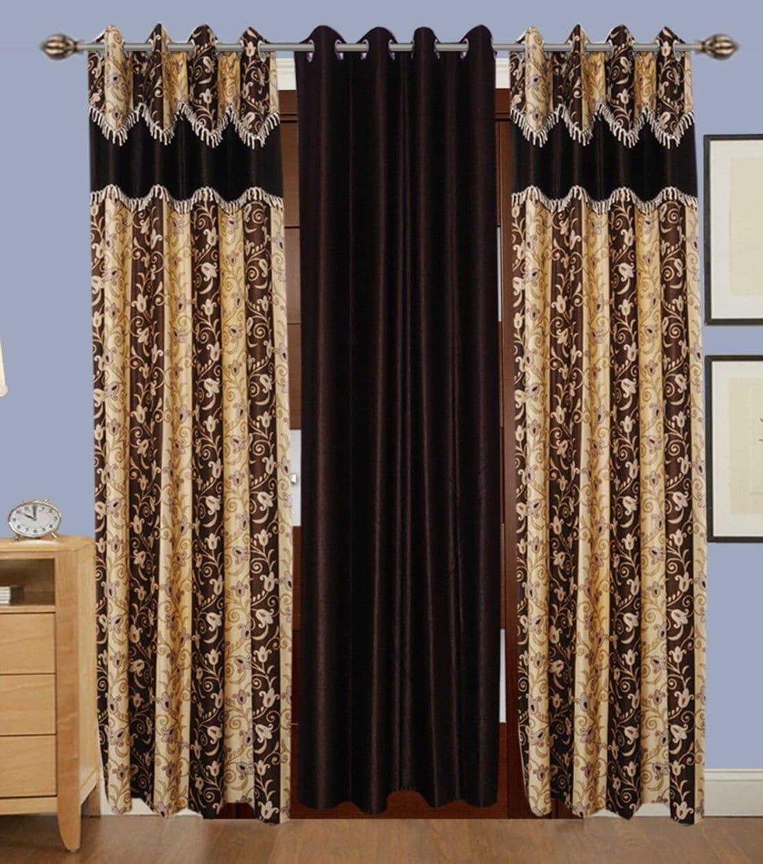 HomeeHub Polyester Multicolor Self Design Eyelet Door Curtain