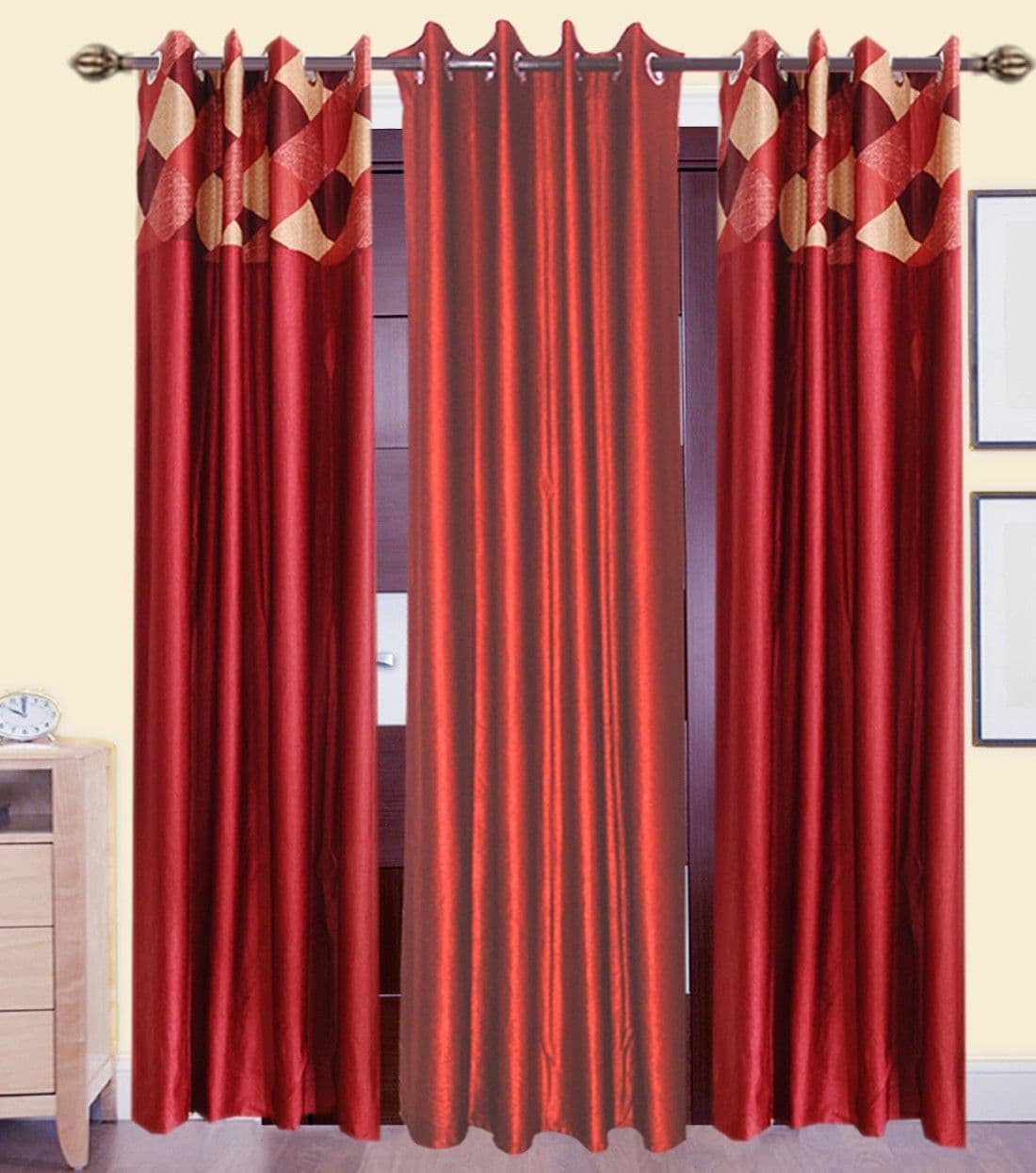 HomeeHub Polyester Multicolor Self Design Eyelet Door Curtain